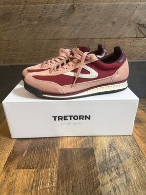 Tretorn Rawlins 2.0 Burgundy Pink Suede Sneakers Size 8.5 Women NWT